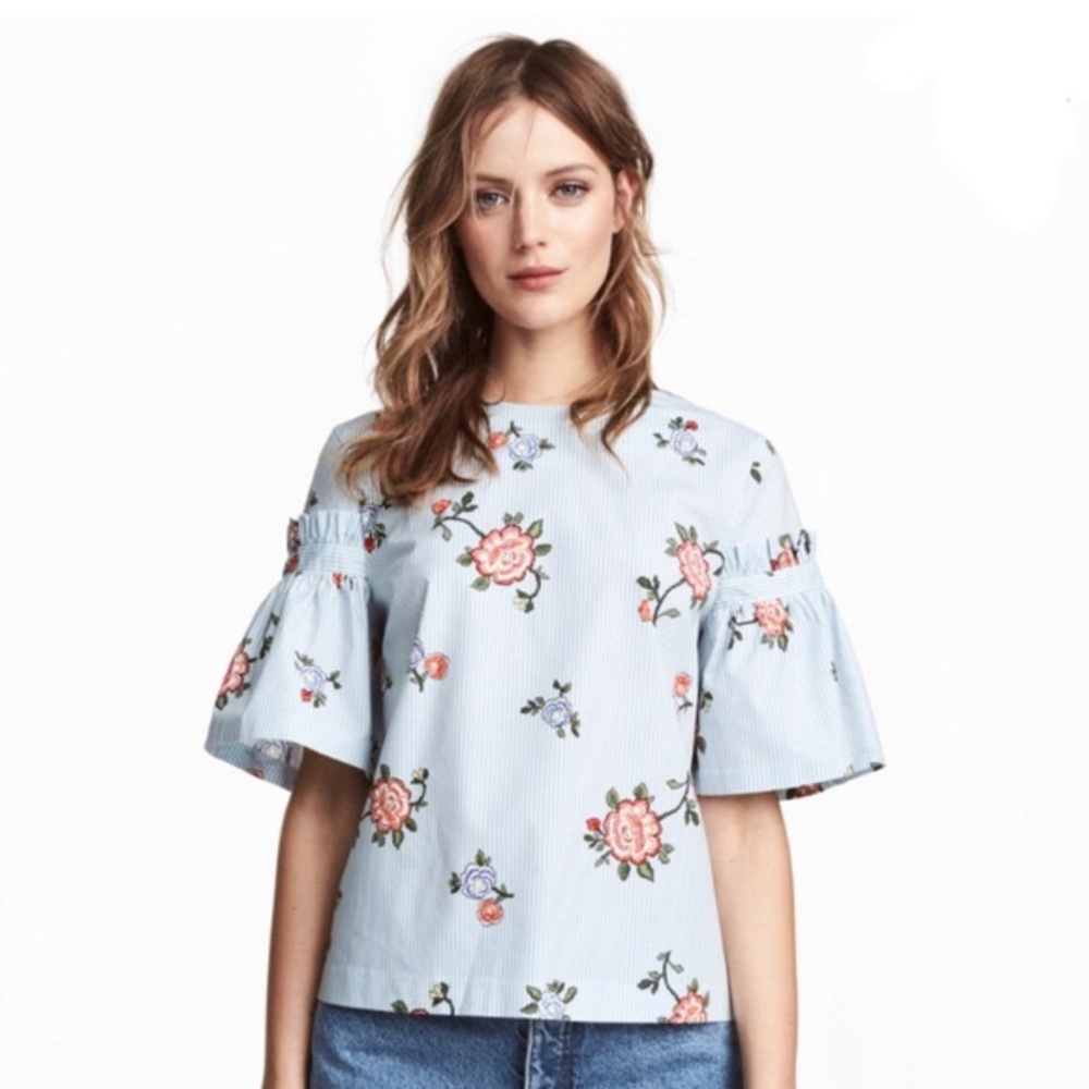 H&M Floral Striped Top
